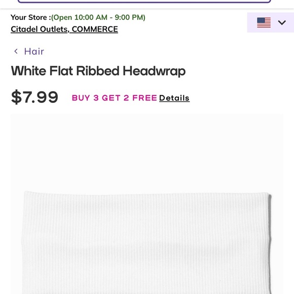 Claire's White Flat Ribbed Headwrap / Headband, Women’s - Picture 7 of 7